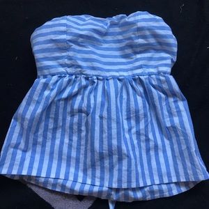 Light blue strapless top
